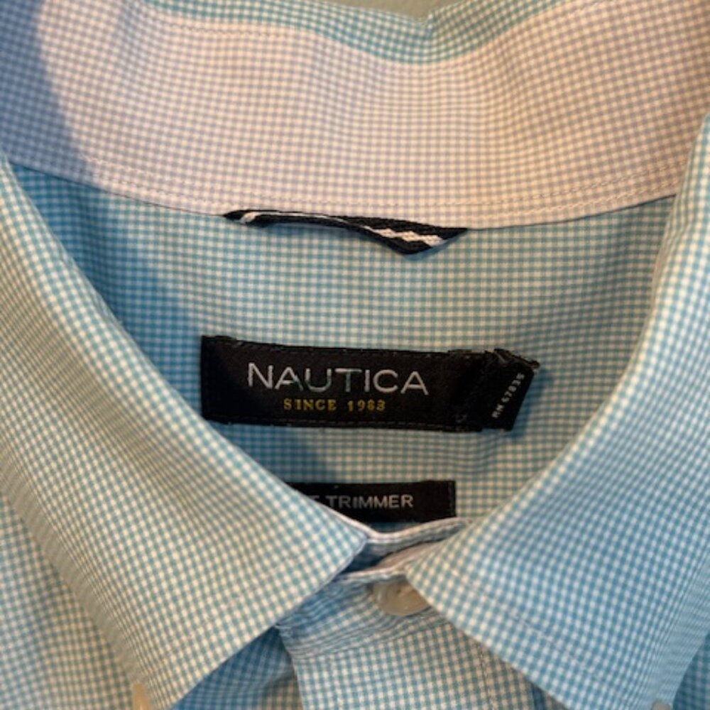 Nautica XL Men's Short Sleeve Button Down Shirt Light Blue Oxford Pocket Logo - Picture 4 of 6